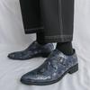 Large Size Men's Shoes Buckle Snake Pattern Foot Leather Shoes Men's Summer British Casual Shoes Men's Smooth Pointed Small Leather Shoes
