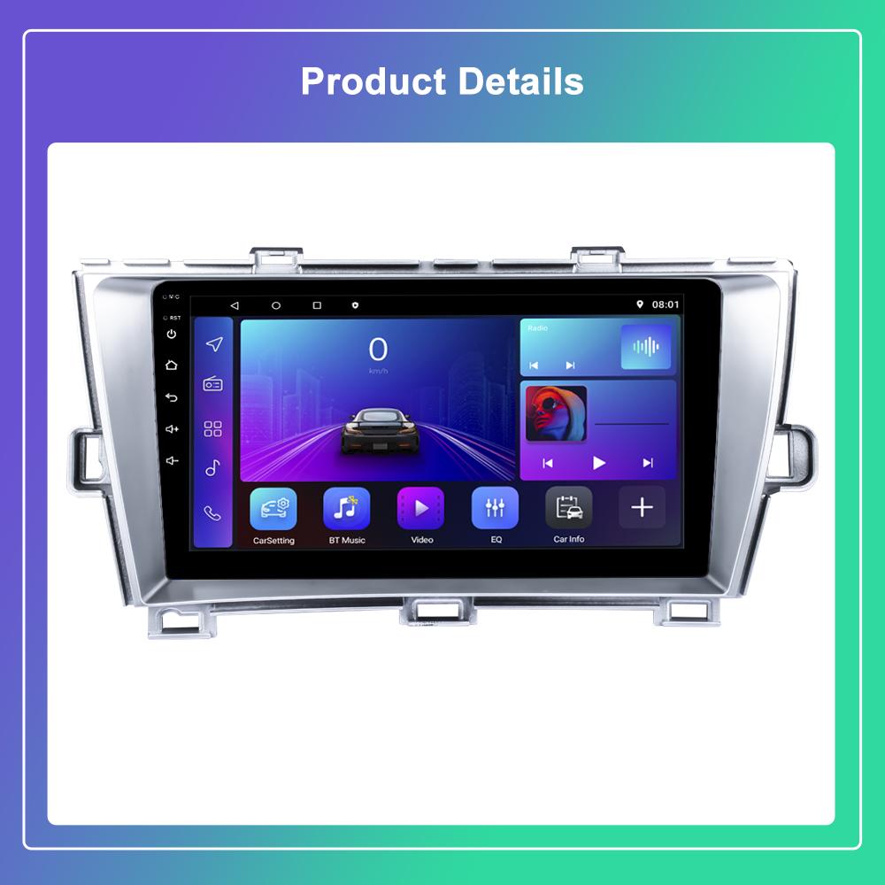 Reakosound Android  2 Din 9 Inch Car Radio For For Toyota Prius 09-13 Left Titanium GPS Navigation Wifi Mirror Link Bluetooth FM Radio Rear View
