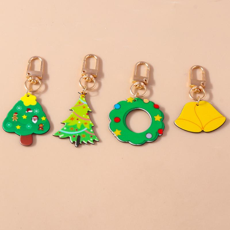 Cute Enamel Snowman Keychain Christmas Tree Elk Santa Clause Keyring Pendants for Handbag Decor DIY X'mas Gifts Accessories