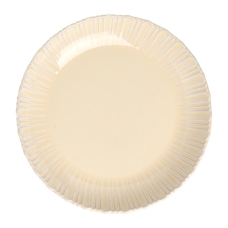 Delicate Ruffled Ceramic Large Plate Tableware Plate Retro Style Round Plate Relief Home Vegetable Plate Restaurant Deep Plate