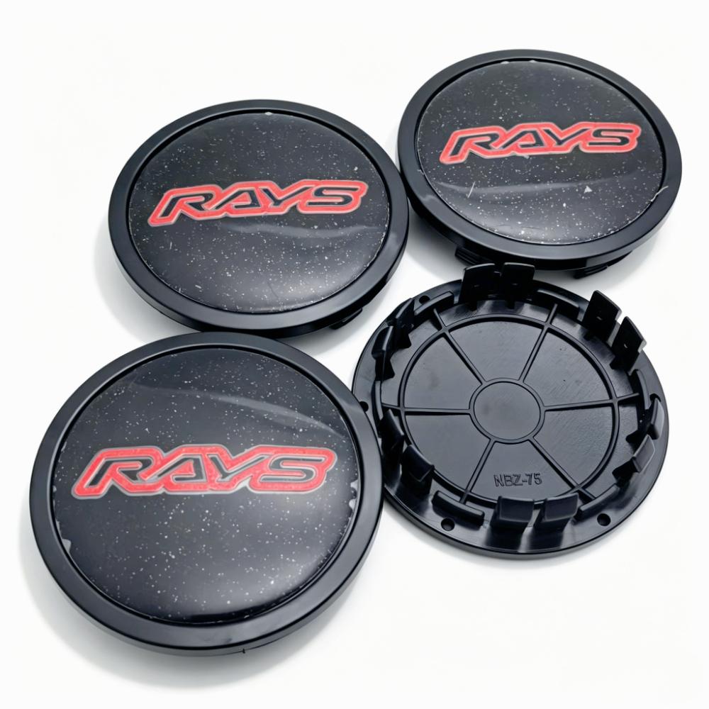 4pcs Rays Logo Emblem Car Wheel Center Caps OD 75MM Clips 65MM Rim Hubcaps Dust Cover Wheels Hub Cap Replacement Car Accessories