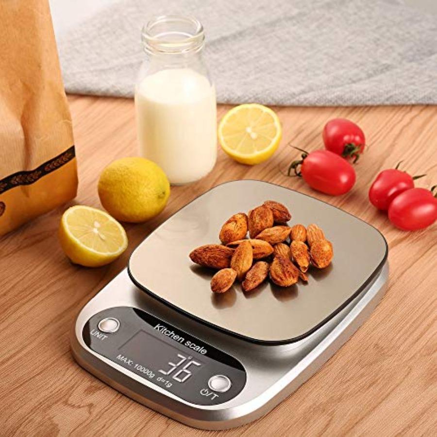 Accurate Household 10kg Electronic Digital Food Diet Weighing Kitchen Scale Stainless Steel Black High Precision with Auto-Tare