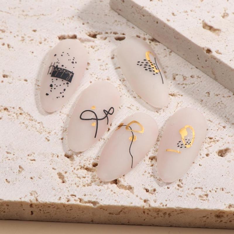 Graffiti Strips Nail Stickers for Women Nail Art Decorations Rose Gold Abstract Line Spring 3D Slider for Manicure Polish Tattoo
