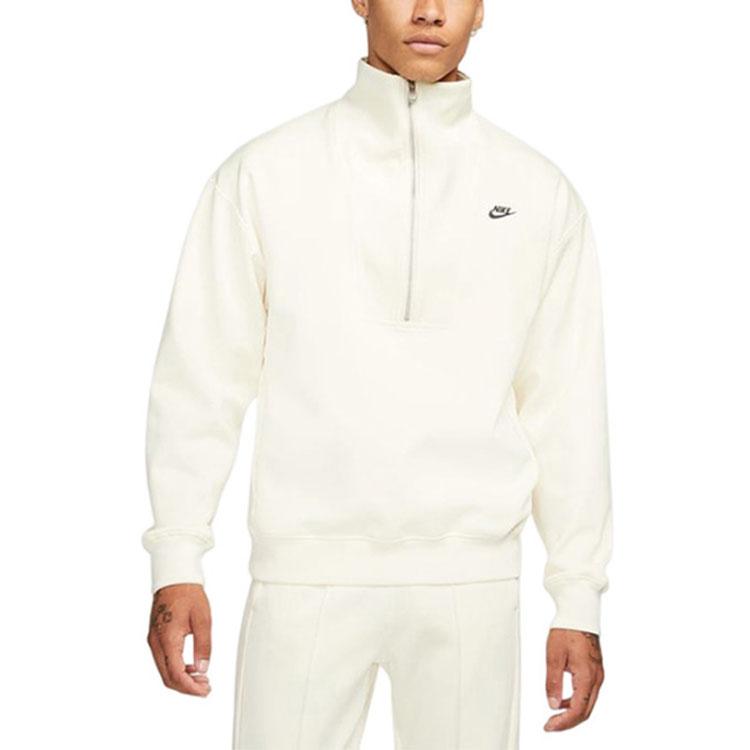 Nike Casual Logo Print Half-Zip High Collar Pullover Sweatshirt Men Tops White DQ4238-113