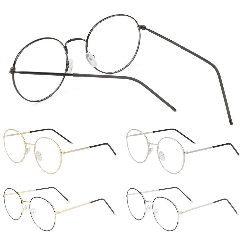 Women Men Computer Round Metal Glasses Ultra Light Frame Anti-Blue Light Eyeglasses Eyeglasses Protection