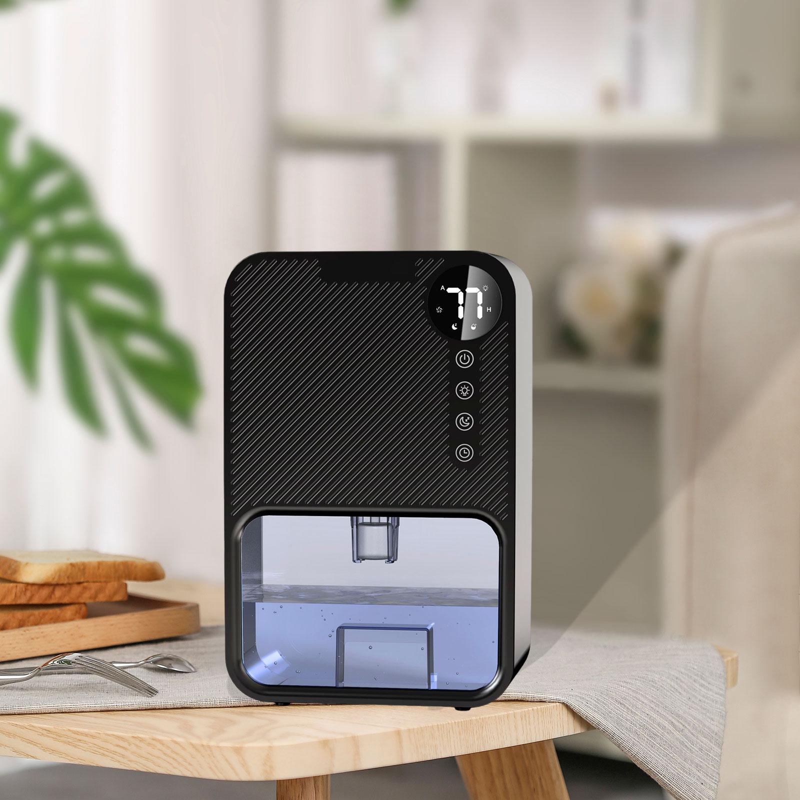 

Осушитель воздуха для помещений 2,6-4 л с резервуаром для воды, автоматическим отключением, видимым уровнем воды, портативный для прачечной, спальни, подвала, офиса, гостиной чёрный