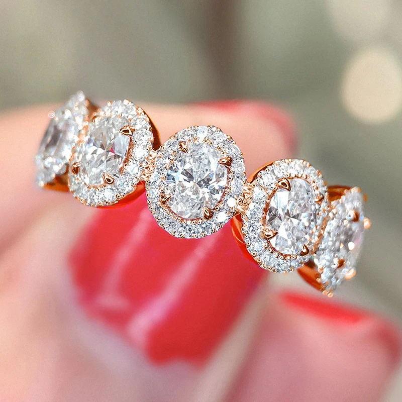 Simple Five-Ring Zirconia Ring - Round Zirconia Finger Ring for Women - Small Jewelry