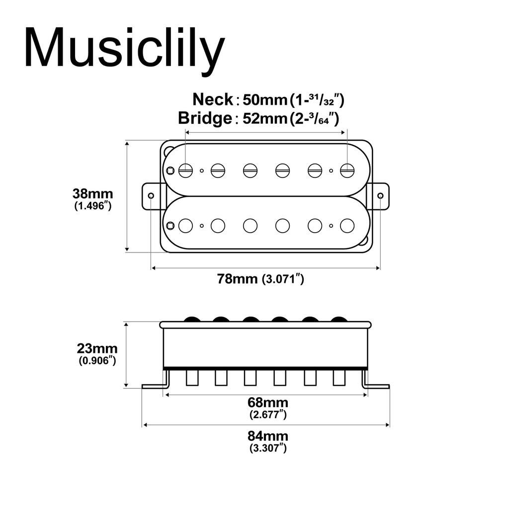Musiclily Hotwired RPH2 Humbucker Pickup Set Open Alnico 5 Electric Guitar Black