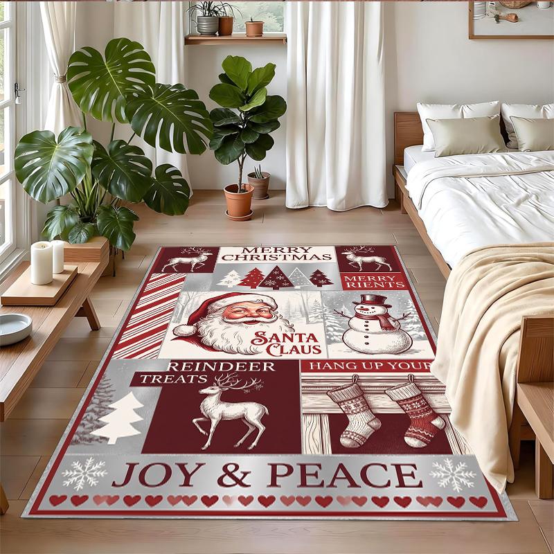 Alfombra Cuadrada Estampada Navideña Suave Antideslizante Para Dormitorio Regalo Navideño