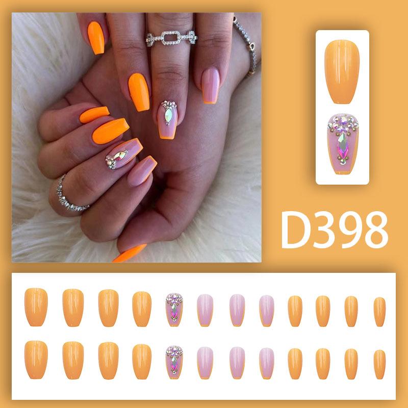 Summer Fresh Peach Heart Ombre Nail Art with Diamond Accents