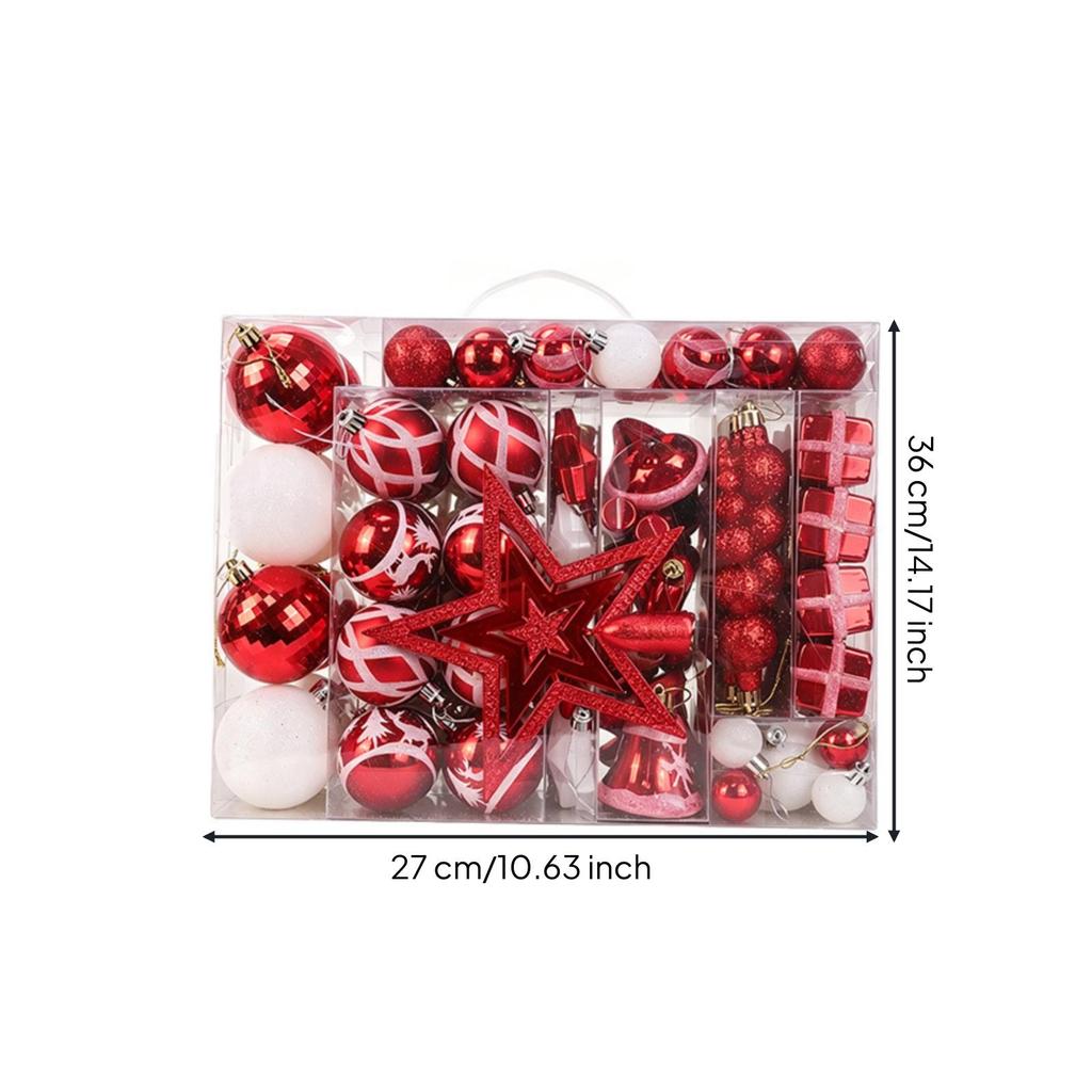 104 Pieces Christmas Tree Ornaments Glittery Baubles Premium
