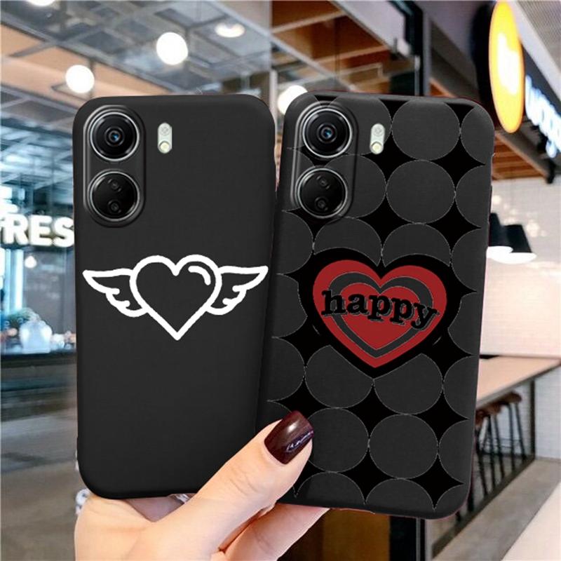 Phone Case For Redmi 13C 4G 12C A3 A2 A1 Plus Note 13 Pro For Xiaomi 14 13 Poco C65 X6 X3 Pro Love Heart Flowers Patterned Shockproof Bumper Cover
