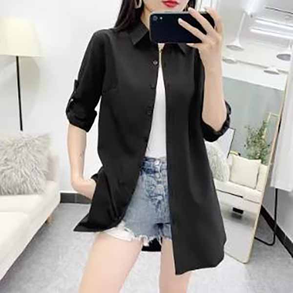 Frühling Sommer Damen Hemd Übergröße Elegante Blusen für Damen Langarm Rotes Hemd Mittellang Shir Coat Damen Tunika