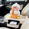 Universal Car Tissue Hanger Cute Duck Creative Tissue Holder Plush Vehicle Tissue Case Paper Box 2-in-1 Storage Car Tissue Box