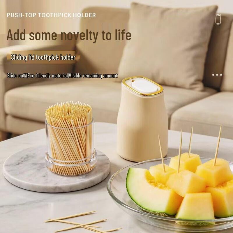 

Fangcaodi Natural Bamboo Double-Pointed Toothpicks with Slide Dispenser