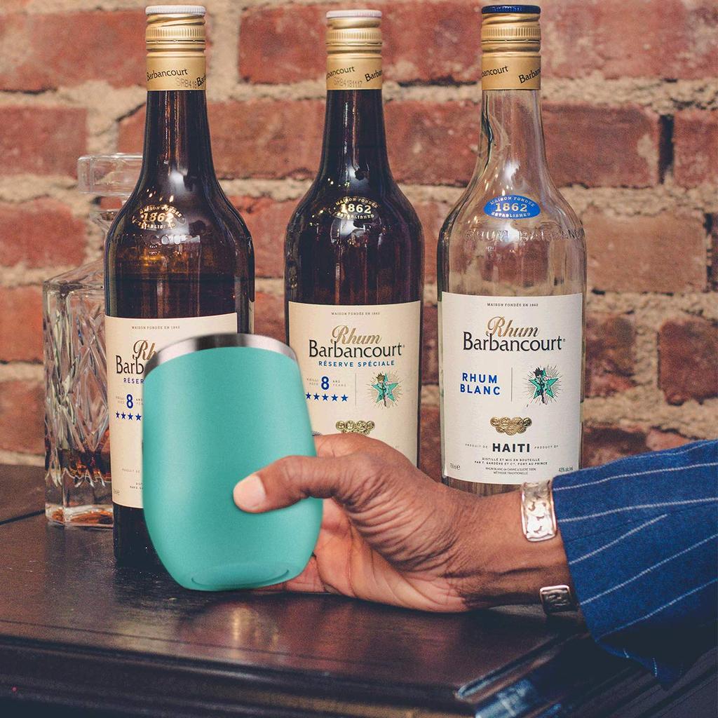 HASLE OUTFITTERS 12 Lidded Wine Stemless Wine Vacuum Travel Stainless Steel Coffee Cups for Cold and Hot and Pack of Light Blue oz. Tumblers, Glasses,