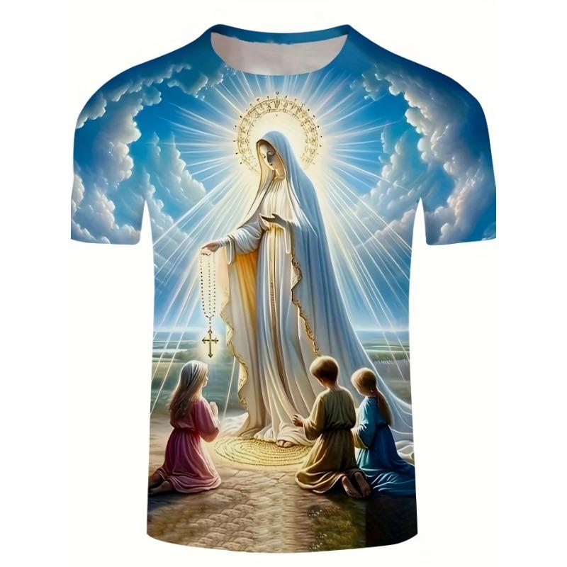 Religious Belief Virgin Mary 3D Printed Our Lady of Guadalupe Pattern T-shirts Casual Fashion Cool Short Sleeve Tops