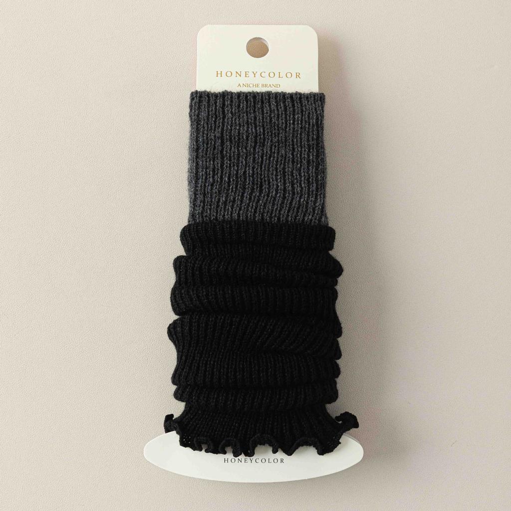 Color-Blocked Sock Covers Stacked Warm Knitted Calf Socks Gray Gray White Leg Cover Flared Sheath
