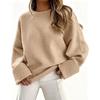 Womens Oversized Crewneck Long Sleeve Fleece Knit Sweater Fall Winter 2026 Soft Warm Casual Streetwear