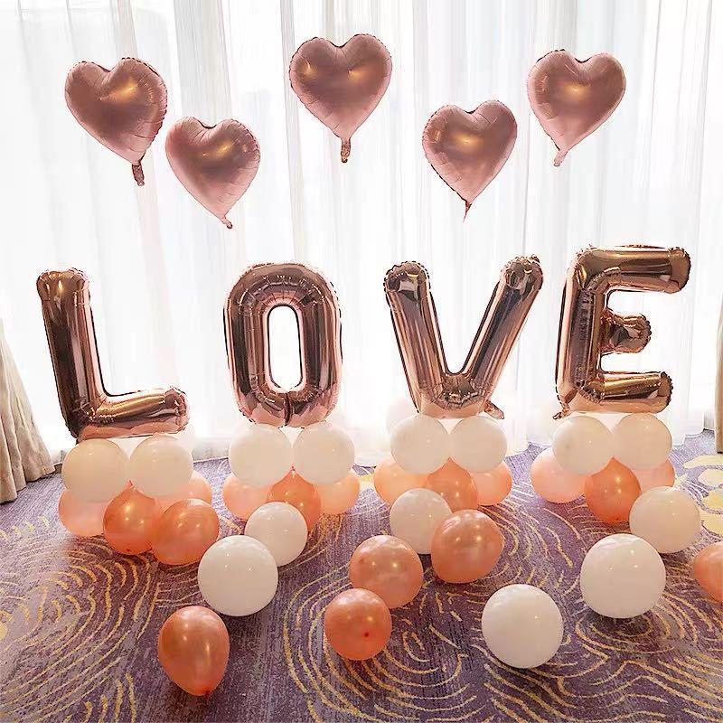 Honeymoon Room Wedding Scene Decor Set: Love Letter Balloons & Transparent Boxes