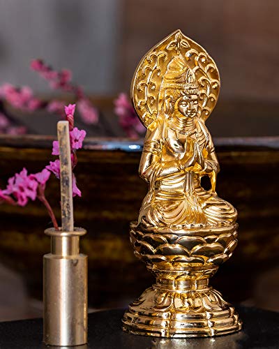 Klein 6,8cm (vergoldet/24 Karat Gold) Buddhistische Statue von Keishu Watanabe. Originalmodell (im Jahr des Pferdes geboren). Schutzgottheit des Tierkreises. Takaoka