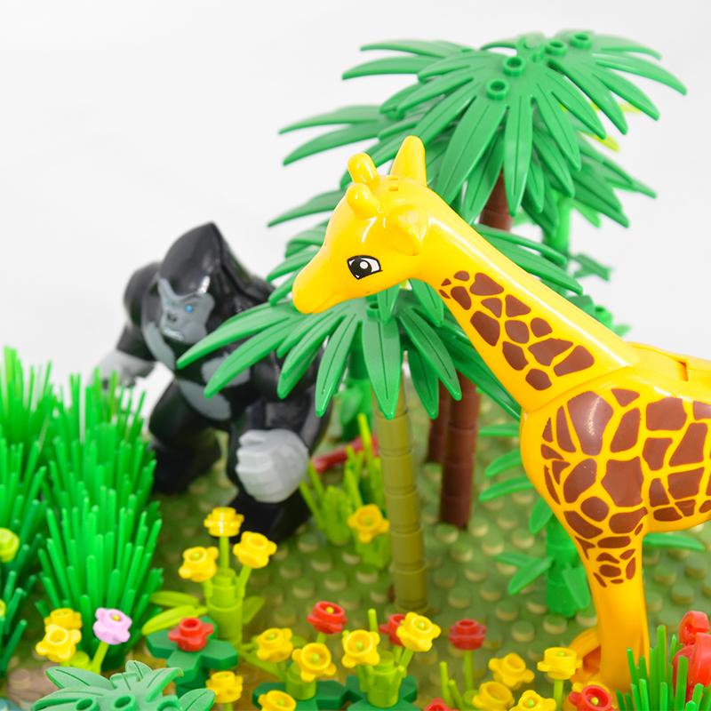 MOC Military Rainforest Baseplate Parts Animal Jungle Flower Tree Plants City Adventure Building Blocks Assemble DIY Toys Gifts