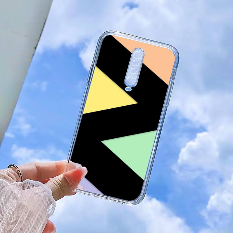 Geometrische Farbblock-Handyhülle für Xiaomi 11 Redmi Note 11pro5G 8T 9A 9S 10 K30 10T Pro Ultra K40pro Transparente Hülle