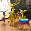 2pcs Elk Foil Balloons Set 4D Christmas Standing Deer Balloon Xmas Rainbow Deer Christmas Balloons Party Decoration Inflatable B