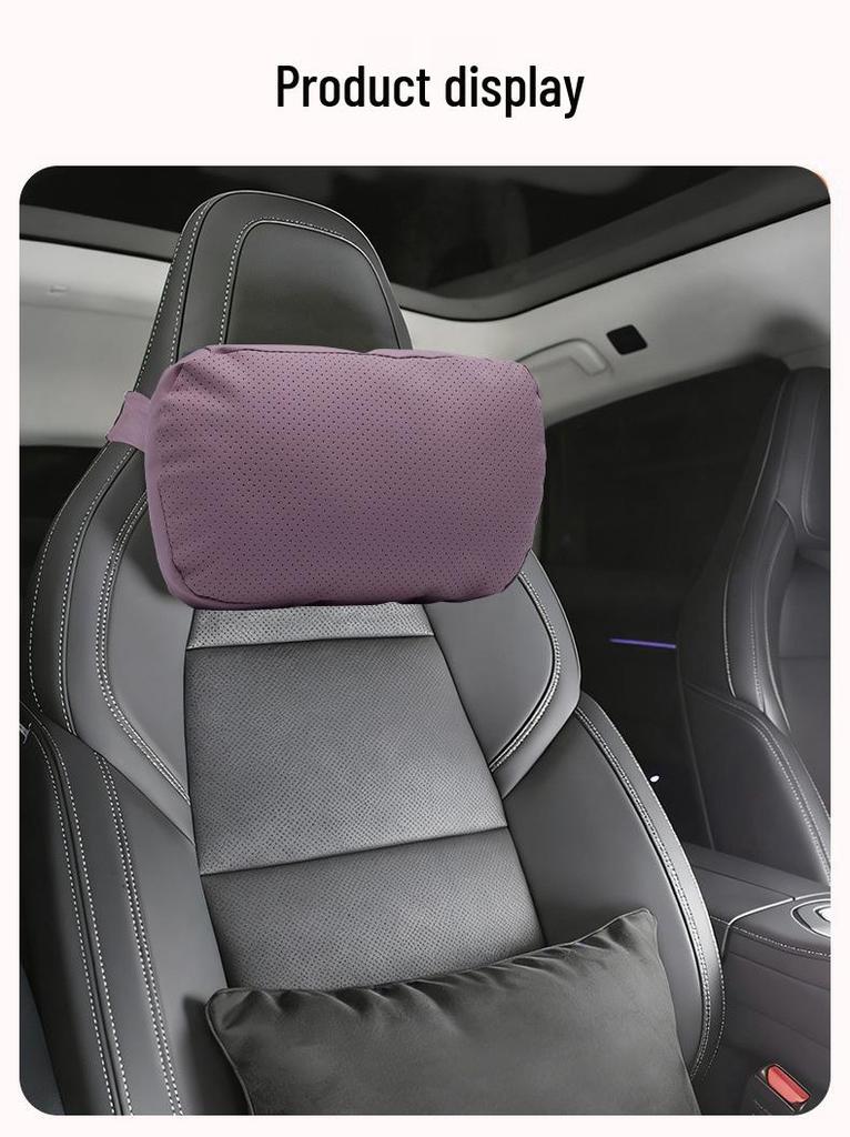Car Headrest Neck Support Pillow, Artificial Leather Backrest Cushion, Car Accessory