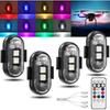 4PCS Wireless LED Strobe Lights with Remote Control, 8 Colors Rechargeable Wireless LED Lights for Car, Waterproof Anti-Collision LED Emergency