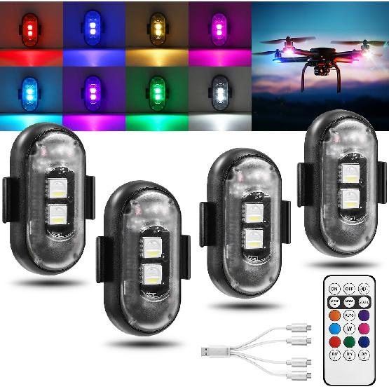 4PCS Wireless LED Strobe Lights with Remote Control, 8 Colors Rechargeable Wireless LED Lights for Car, Waterproof Anti-Collision LED Emergency