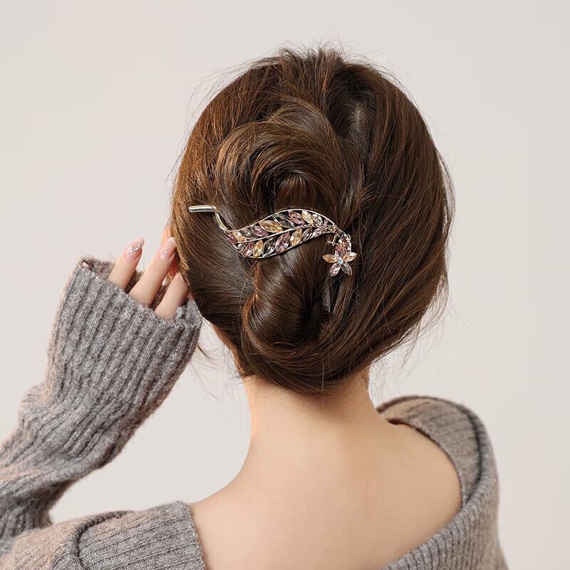 CHIMERA Rhinestone Leaf Twist Hair Clip 1 Piece