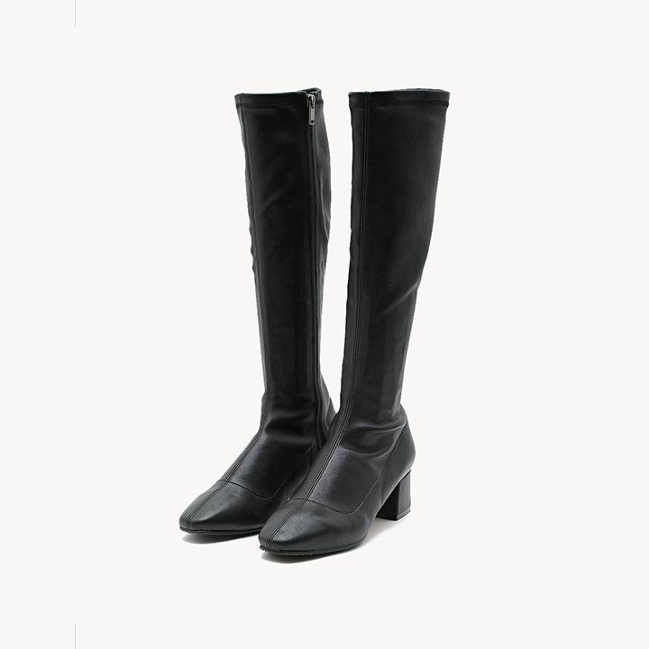 Mishuu Somuch Square Long Sock Boots_Black