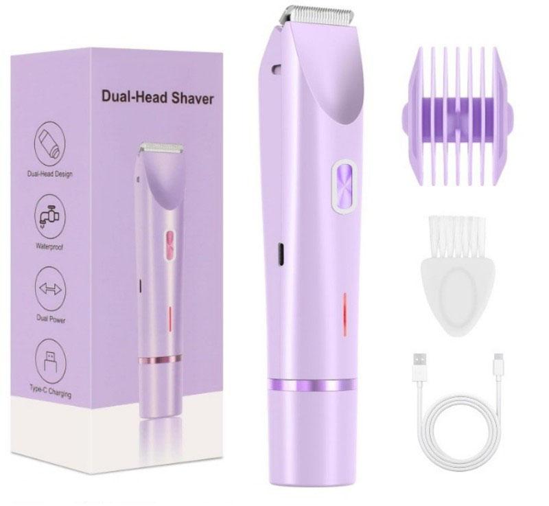 

Dual Head Hair Removal for Women Portable Float Blade R-shaped Head Wet Dry Use Waterproof Painless Facial Trimmer Body Epilator фіолетовий