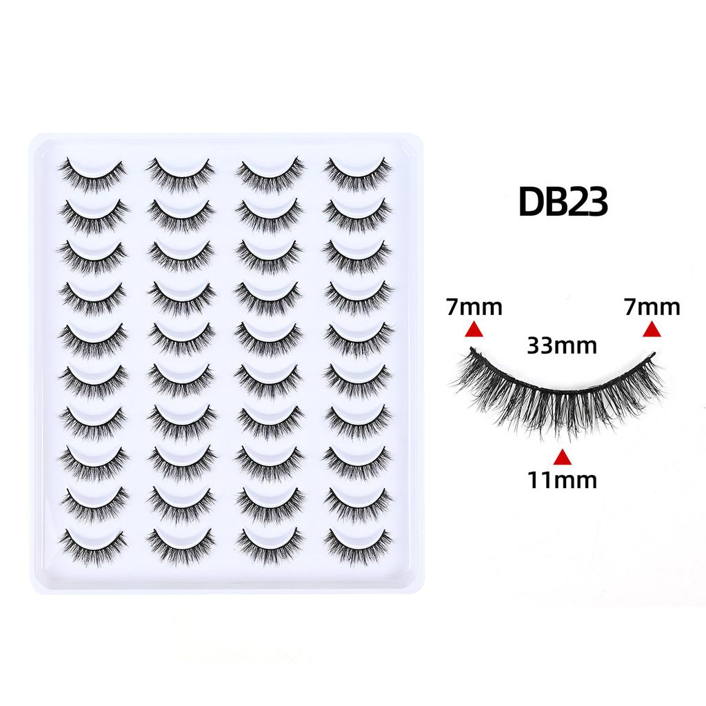 Wimpern mit großem Fassungsvermögen, dreidimensional geschwungen, natürlich kurz, selbstgeklebtes Wimpernpaar