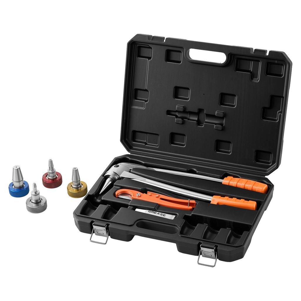 PEX Pipe Expander Tool Kit, Manual Tubing Expansion Tool for 9.52mm, 12.7mm, 19mm, 25.4mm PEX Pipes - with 4 Expanding Heads, Pipe Cutter & Toolbox