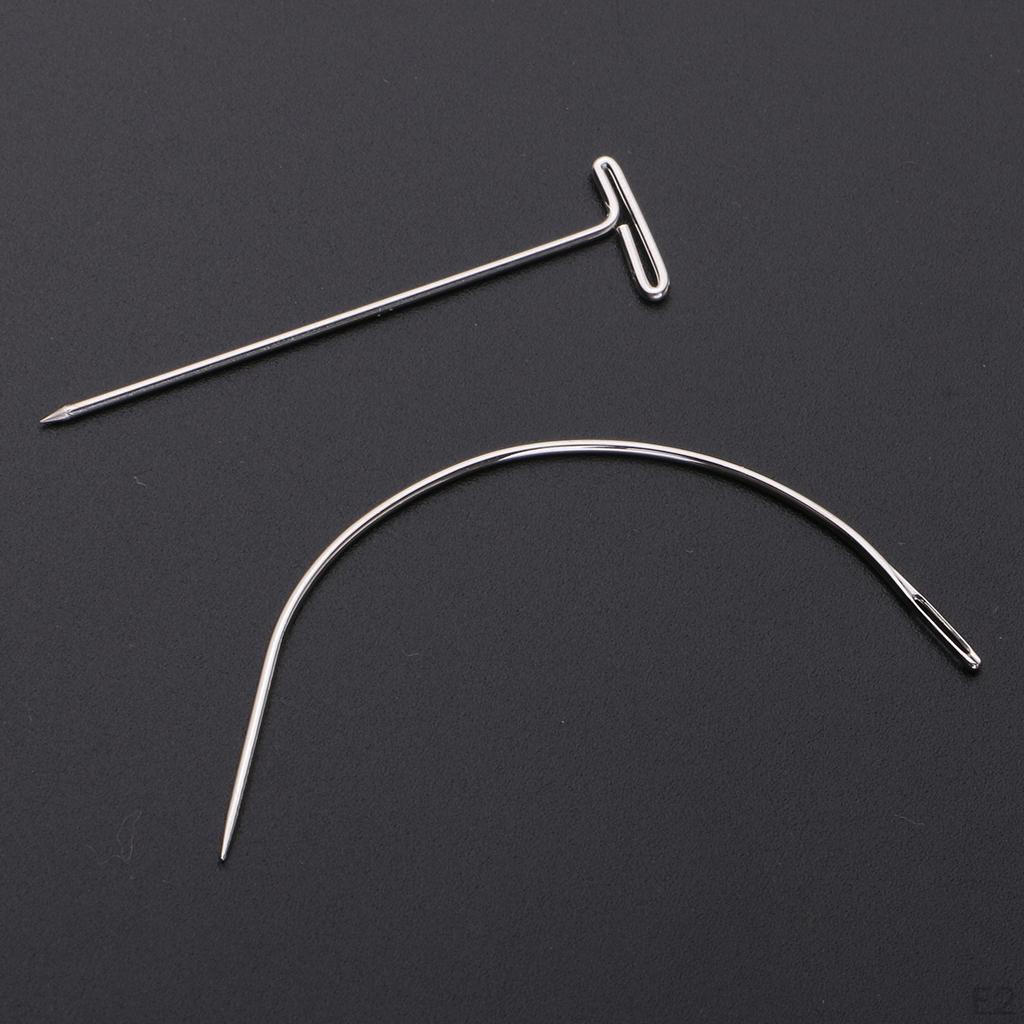 70 Pieces Wig Making Set Steel T Pins Curved Hair