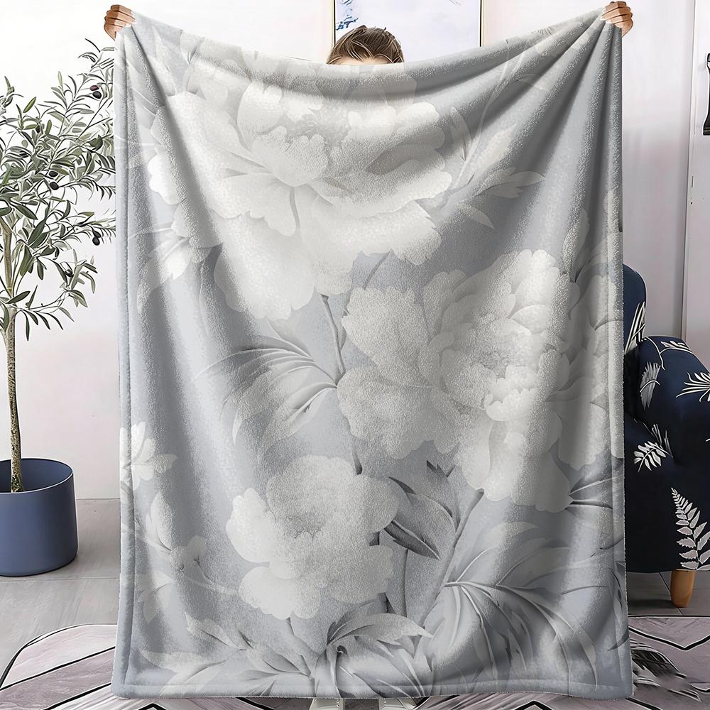 Peony Throw Soft Flannel AC Blanket Lightweight Summer Nap Throw Cozy Blanket for Sofa Bed Travel Home
