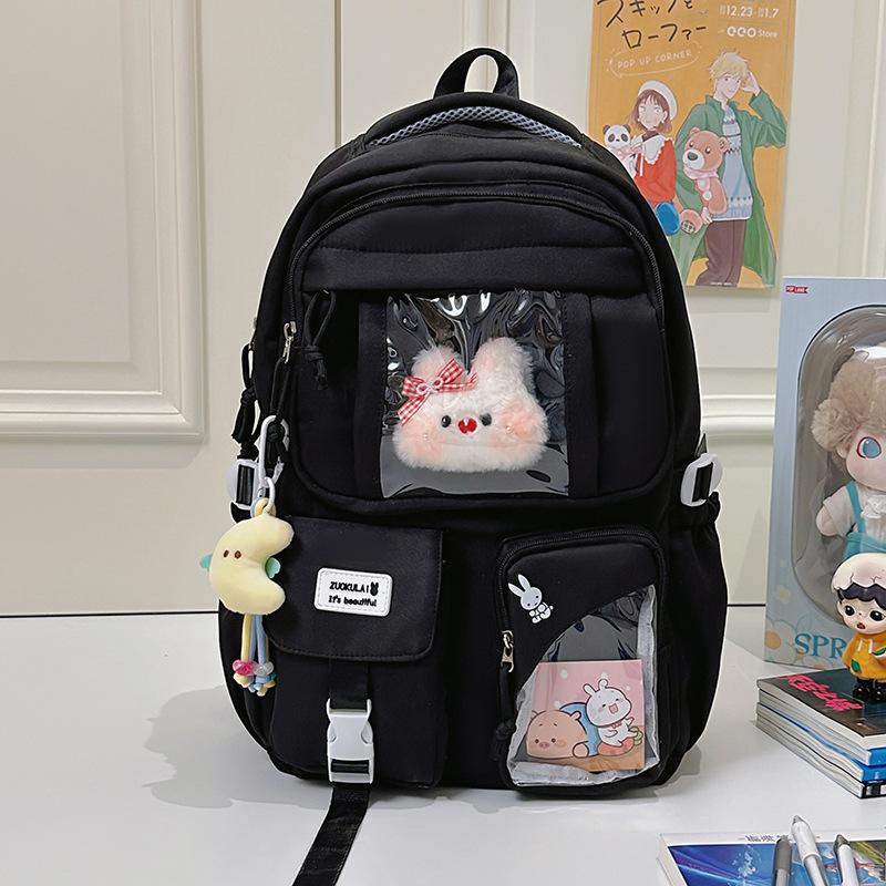 Schoolbag Cute Little Fresh Junior High School Student Large Capacity Schoolbag High School Student Backpack College Girl Transparent Pain Bag Baby 