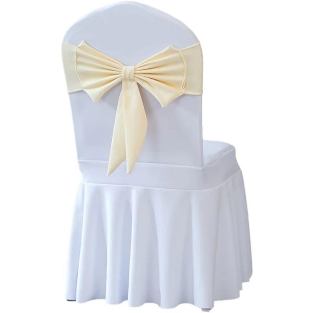 Spandex Chair Sash Ready Made Satin Ribbon Bows Chair Bands  Wedding Banquet Events Decoration