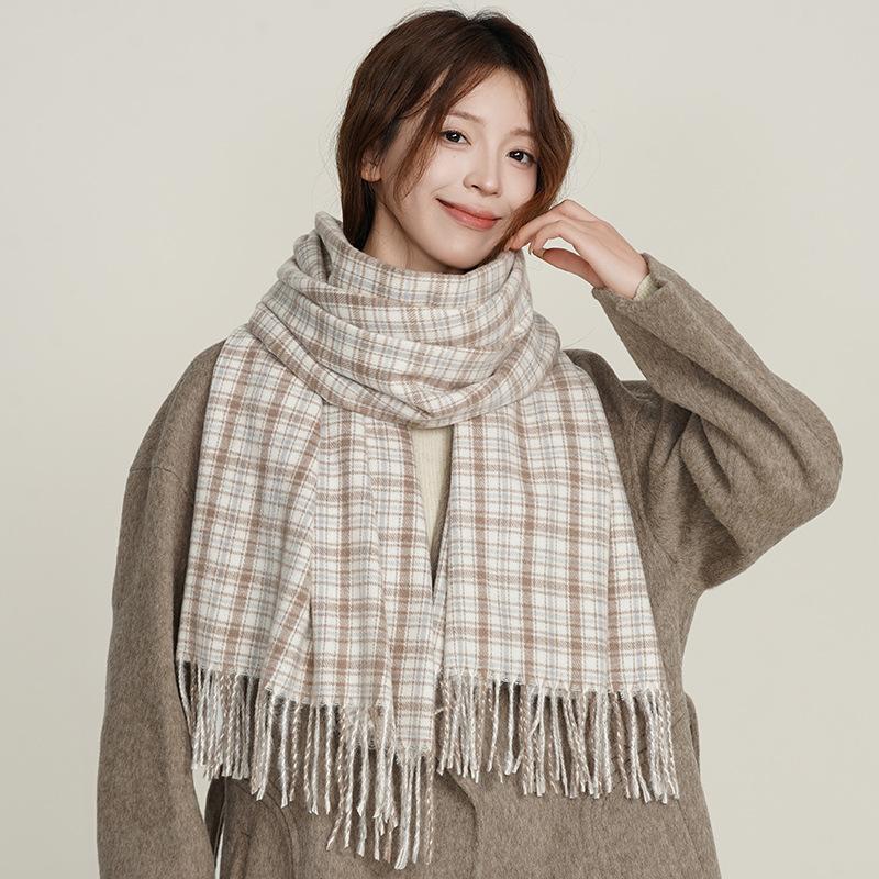 2025 New Scarf Women's High-end Imitation Cashmere Color Plaid Autumn and Winter Warm Plaid Shawl