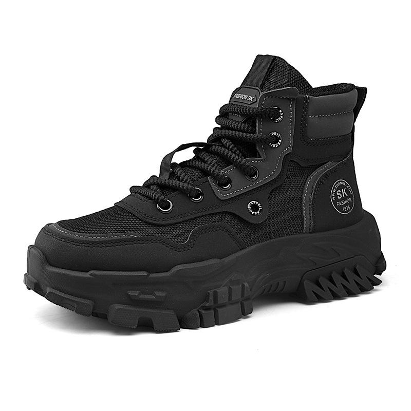 Medium and high-top retro thick-soled Martin boots fashionable and breathable men's outdoor tooling boots trendy non-slip and wear-resistant locomotiv