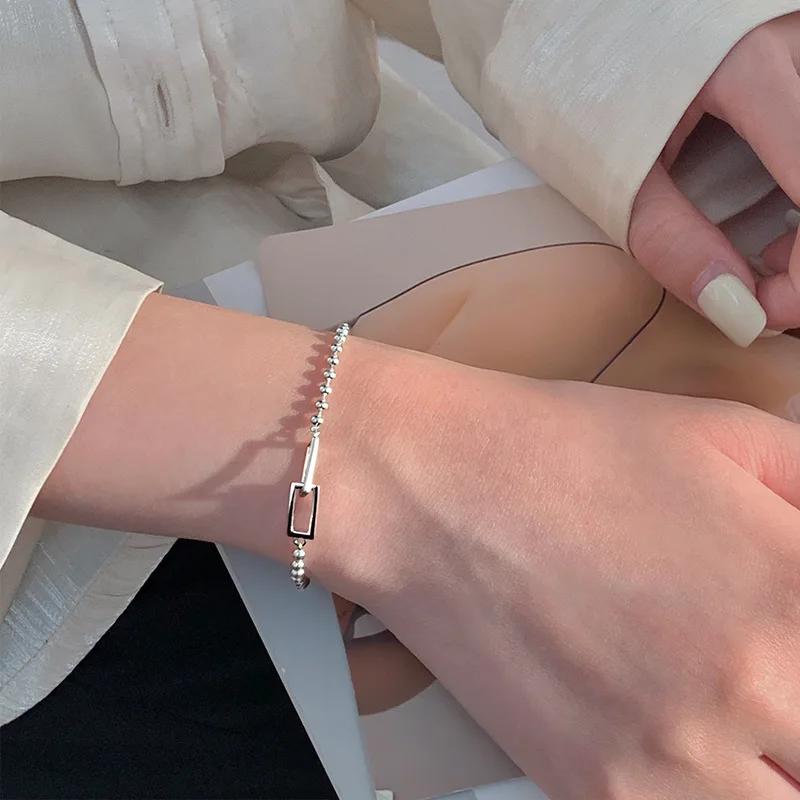 Kupfer Geometrisch Quadrat Rund Perlenarmband Für Frauen Persönlichkeit Temperament Einfacher Hand Schmuck Party