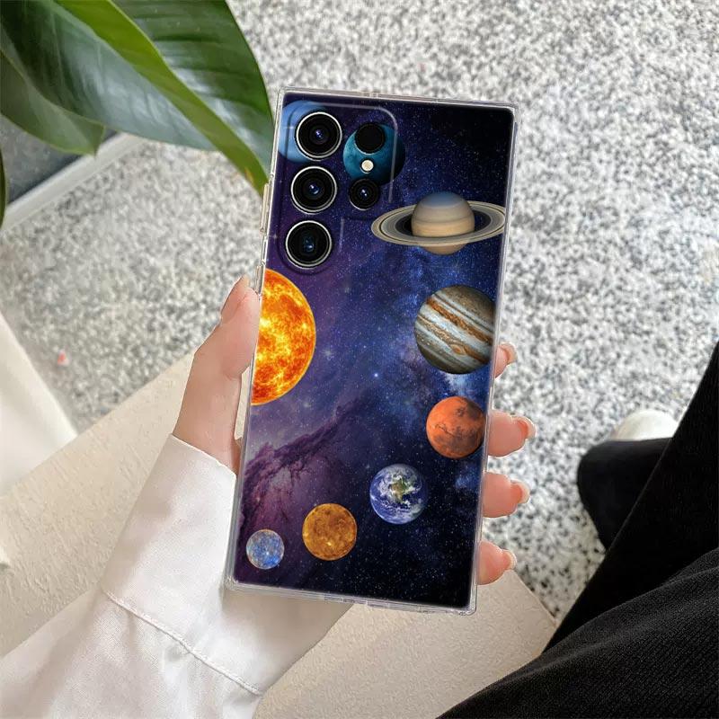 Vesmír Planeta Měsíc Hvězdy Vesmír Průhledný obal Pro Samsung Galaxy S26 S25 S24 S23 Ultra S21 FE S22 Plus S26 Ultra Kryt na telefon