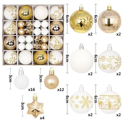 44PCS Durable Plastic Christmas Ball Set 3-6cm 20 Colors Xmas Ornament Ball Suspensable Xmas Baubles Storefront