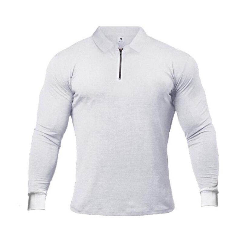 Muscleguys Men's Spring and Autumn Lapel Polo Shirt Printed Cotton Long Sleeve Pullover T-shirt Business Casual