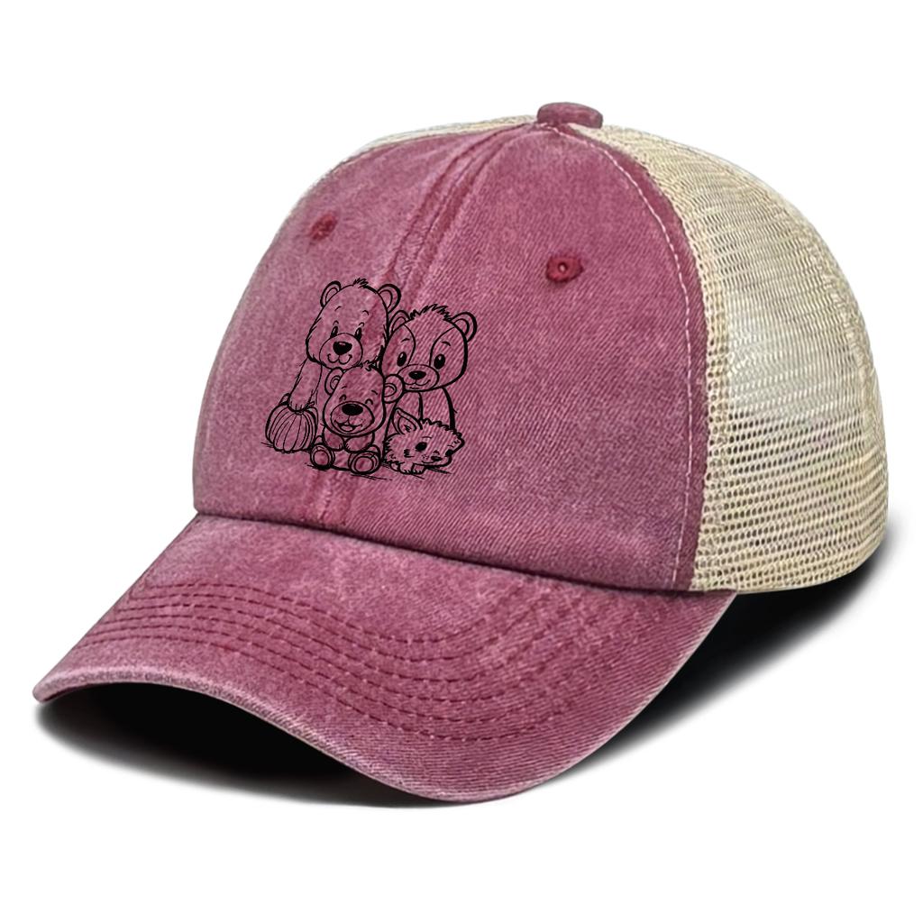Black Bears Family Printed Baseball Hat Adjustable Inelastic Trendy Vintage Sporting Cap For Women Unisex Outdoor Travel Hiking