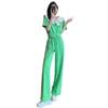 Fashionable Casual Sports Suit for Women Summer Sweet Temperament Short-sleeved Wide-leg Pants Two-piece Set