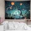 HVEST Halloween Tapestry Full Moon Black Crow Tombstone Dead Tree Tapestry for Bedroom, Scary Grey Cemetery Forest Wall Decor Blanket Home Holiday