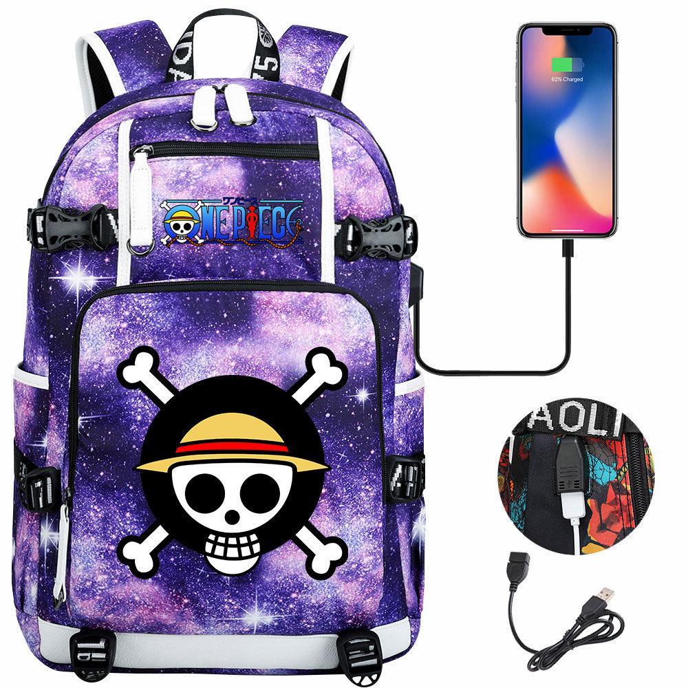 Anime Skull Print Large Capacity Backpack for Teens Students Casual Travel Daypack Lightweight Waterproof